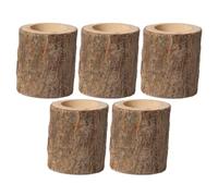 PRETYZOOM Lot de 5 bougeoirs décoratifs en Bois pour Bougie chauffeplat en Forme de souche, bougeoir Vintage, Ronds de Serviette, décoration de Table Rustique, Pot de Fleurs pour Mariage, Maison de