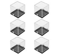 PRETYZOOM Lot de 6 Boîtes d'Exposition Carrées Transparentes pour Échantillons Minéraux et Cristaux Plastique Résistant Socle Noir Contrastant 52X52X52 MM Rangement Compact pour