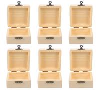 PRETYZOOM Lot de 6 Coffrets de Rangement en Bois de Pin Miniatures Carrés Non Peints pour DIY Bijoux et Artisanat Boîte en Bois Naturel pour Maison et École Coffret à Bijoux Pratique et