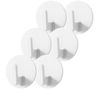 PRETYZOOM Lot de 6 Crochets Adhésifs Muraux Blancs en Plastique Petits Crochets Adhésifs pour Clés Serviettes et Manteaux sans Perçage Adaptés pour Porte Salle de Bain Cuisine