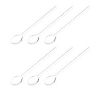 PRETYZOOM Lot de 6 cuillères en verre de 14,20 cm, résistantes à la chaleur, réutilisables, avec poignée ergonomique, pour café, latte, macchiato, lait, cocktails, desserts