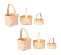 PRETYZOOM Lot de 6 Mini Paniers Tressés en Copeaux de Bois Assortiment 3 Tailles Petits Paniers Présents pour Mariages Rangement Décoratif et Présentation Friandises