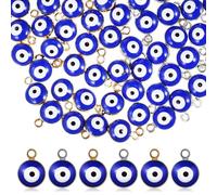 PRETYZOOM Lot de 60 Breloques en Perles Œil Bleu Anti-Mauvais Œil Perles pour Bracelet et Pendentif DIY Matériau Résistant Couleurs Or et Argenté Accessoires pour Création de Bijoux