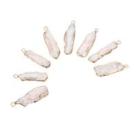 PRETYZOOM Lot de 8 Pendentifs en Perles D’Eau Douce Naturelles Irrégulières avec Bordure Dorée Breloques Baroques pour Création de Bijoux Colliers Boucles D’Oreilles et Bracelets DIY