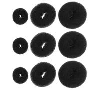 PRETYZOOM Lot de 9 Donuts Chignon en Nylon Souple Noir, Tailles Grosse, Moyenne et Petite, Accessoire Coiffure pour Femmes, Outil Facile pour Créer Chignons Élégants, Adapté Cheveux Épais
