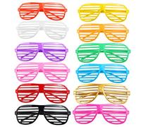 PRETYZOOM Lunette Barreaux 24Pcs Verres D' obturation en Plastique Fashion Party Party Lunettes de Soleil Slotted Shutter Shuches Lunettes pour Favors Favors Fancy Distum Costume Random Verre 70s