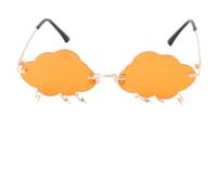 PRETYZOOM Lunettes de Soleil Cloud Tear sans Monture Métal, Noël, 1 Paire | Style Vintage Disco, Orange, pour Femmes et Petits Visages, Réduit L’éblouissement, Photo Fun