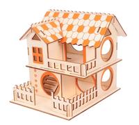 PRETYZOOM Maison de Hamster en Bois Design à 2 Étages, à Mâcher Sûr et Cabane pour Petits Animaux, Refuge Confortable pour Hamster Orange