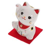 PRETYZOOM Maneki Neko Chanceux Chat Figurine en Céramique Fortune Chat Feng Shui Animal Statue pour La Fortune Et La Richesse Chinois Ornement pour Voiture Maison