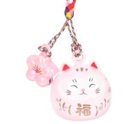 PRETYZOOM Maneki Neko Porte Clé Japonais, Chat En Céramique Rose Chat Roux Tigré Breloque Sac Téléphone Voiture Bijou De Sac Grigri Kawaii Ornement Accessoire Décoration