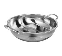 PRETYZOOM Marmite Shabu Shabu en acier inoxydable avec séparateur, plaques chauffantes chinoises à induction, casserole à soupe à deux saveurs, cuiseurs à ramen, faitout double face, argenté, 32 cm