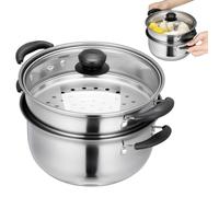 PRETYZOOM Marmite Vapeur Inox 20Cm Avec Insert Cuiseur Vapeur Antiadhésif Adaptée À Feux Idéale Pour Cuisson Saine À La Maison