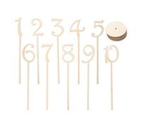 PRETYZOOM Numéros de Table et Assignation de Sièges en Bois Naturel Lot de 10 avec Base Ronde Beige pour Décoration de Mariage