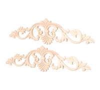 PRETYZOOM Ornements en Bois Sculpté 2 Pièces, Style Classique Élégant, Facile à Installer, Décorations Murales en Bois Kaki pour Portes D'armoires et Meubles pour Dressing