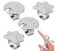 PRETYZOOM Palettes de Mélange Vernis à Ongles 4 Pièces Anneaux Argentés Palette Manucure pour Salon et Usage Personnel Nail Art