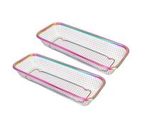 PRETYZOOM Panier à Baguettes en Acier Inoxydable 2 Pièces, Support Porte-Couverts Rectangulaire, Rangement Antidérapant Cuisine, Compatible Lave-Vaisselle, Étagère à Vaisselle