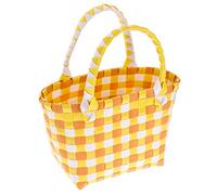 PRETYZOOM Panier à Main Tressé Mini- à Main Boîte à Déjeuner De Plein Air Panier avec Couvercle Panier à Linge Pliable Traiter Choses Organisateur De Rangement De Cuisine Porte Rotin PVC