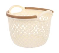 PRETYZOOM Panier De Rangement En Plastique Étanche Pour Maison Panier Creux De Petite Taille Couleur Beige Avec Poignées Salon De Bain Bureau Pour L'organisation Des Articles Divers