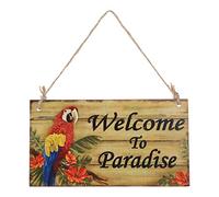 PRETYZOOM Panneau Suspendu Plage Été Décoration Murale Hawaïenne Panneau Décoratif Bois Ornement De Fête Tropicale Bienvenue Invités Jardin Paradis