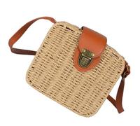 PRETYZOOM Paquet à Bandoulière en Paille Tressée Petit, Chic, pour Femmes | Beige, Format Compact, Style Délicat, Usage Plage et Rendez-vous, Composition Paille et Pu