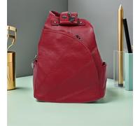 PRETYZOOM Paquet à Dos Femme en Similicuir Rouge Grand Volume Multi-Poches Paquet de Voyage avec Bandoulière Réglable Ergonomique pour Déplacements Quotidiens