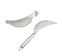 PRETYZOOM Passoire à Pâtes en Acier Inoxydable Forme Demi-lune 2pcs Argent pour Cuisine avec Double Poignée et Fonction Filtrage Facile