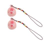PRETYZOOM Pendentif Clochette en Laiton Émaillé Son D’Eau, Motif Fleurs de Cerisier, 2 Pièces, Accessoire Décoratif pour Voiture, Bureau et Maison, Charme Porte-clés Vintage