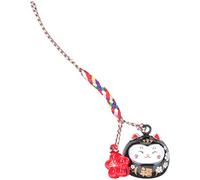 PRETYZOOM Pendentif de téléphone pour Chat Porte- Maneki Neko Chat Porte-clés Ornement Voiture Charme Suspendu Mascotte poupée pour protéger la Richesse du éviter Le Mal Rouge