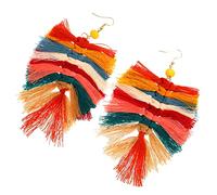 PRETYZOOM Percé Pompon Ethnique Oreille Balancent Accessoire De Costume De Fête Hawaïenne Frange Perlée