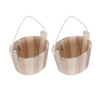 PRETYZOOM Petit Seau en Bois 2pcs pour Sauna avec Poignée Corde, Rangement Portable pour Sel de Bain, Accessoire Sauna Style Finlandais Décoratif et Pratique