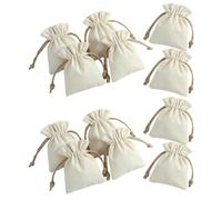 PRETYZOOM Petits sachets en coton lin beige 7x9cm 12 pièces pour rangement bijoux et présentation de cadeaux