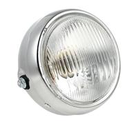 PRETYZOOM Phare de Moto Design Compact et Verre Argenté Rétro Rond et Étanche, Éclairage Longue Portée pour Cyclomoteur Vintage