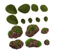 PRETYZOOM Pierres Moussues Artificielles 14 Pièces, Décor Mural Naturel, Accessoires Décoratifs Verts, Imitation Mousse Réaliste pour Terrariums, Jardins Féeriques et Décoration Intérieure