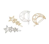 PRETYZOOM Pince à Cheveux Étoile et Lune en Métal Géométrique Creux Lot de 4 set de Pièces Doré et Argenté Accessoires Légers pour Femme pour Coiffures Élégantes au Quotidien