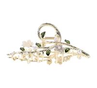 PRETYZOOM Pince à Cheveux Griffes en Métal 13,5 CM Ornée Fleur Œil-de-Chat pour Coiffure Vintage Femmes et Filles Usage Quotidien et Cérémonies
