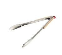 PRETYZOOM Pince Retourner les Aliments de Service Alimentaire en Acier Inoxydable Manche en Bois Kaki Design Long Cuisine pour