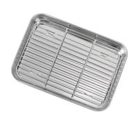 PRETYZOOM Plaque De Cuisson Acier Inoxydable 23x17x2,8 Cm Avec Filtre, Plateau De Gril Multifonction Antiadhésif Pour Barbecue Et Cuisson, Facile à Nettoyer, Pour Repas En Famille