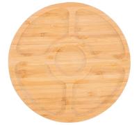 PRETYZOOM Plateau en Bois Rond Compartimenté, Assiette Compartimentée, Grosse Capacité, Khaki, Bois, pour Servir Fruits et Snacks, Anti-mélange des Saveurs, Organisation Facile, Plateau