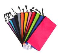 PRETYZOOM Pochette de Rangement Zippée Paquet à Dossiers A6 en Tissu Oxford, Lot de 12 Solide et Compacte Couleur Aléatoire pour Papeterie pour Bureau et Voyage