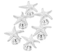 PRETYZOOM Poignées de tiroir en alliage de zinc argenté, forme étoile de mer, 6 pièces, boutons décoratifs pour meubles, usage polyvalent, pour armoire et bibliothèque