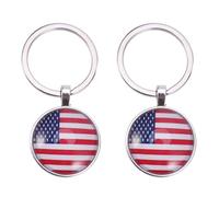 PRETYZOOM Porte-clés en Alliage et Verre Patriotique 2pcs Drapeau Américain Décoration Créative Accessoire Chic pour e Voiture ou Paquet pour Fête 4 Juillet