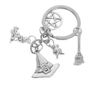 PRETYZOOM Porte-CléS Halloween MéTal Chapeau SorcièRe Et Balai - Accessoire De DéCoration Pour CléS Sacs Et TéLéPhones IdéAl Pour FêTes De Halloween