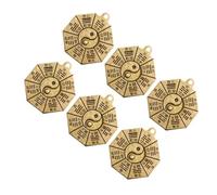 PRETYZOOM Porte-clés Pendentif à Huit Diagrammes Vintage 6 Pcs Pour Décoration Breloque Cuivre, Charme Rétro Unisexe, Artisanat Tridimensionnel, Amulette Feng Shui, Usage Quotidien