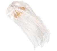 PRETYZOOM Postiche Design Classique Haute Température en Soie Synthétique Longue Droite Blanche Utilisation Simple et Pratique pour Cosplay Hommes pour Costumes Anciens