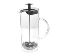 PRETYZOOM Presse à Café Manuelle 480 Ml En Verre Borosilicaté Transparent, Pot à Mousse De Lait Échelle Graduée, Usage Domestique, Couvercle Noir, Mousse Rapide Pour Café Et Lait