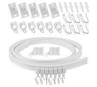PRETYZOOM Rail de Plafond pour Rideaux Flexible, Courbé, en Plastique Acier | Silencieux, Longueur Ajustable, Design Pliable, Installation Facile, pour Fenêtres et Fond de Scène