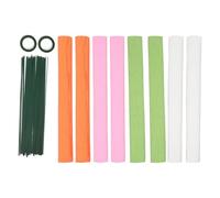 PRETYZOOM Rouleaux de Papier Crépon pour Emballage Bouquet Fleurs 50X250 CM - Kit 8 Pièces Blanc Vert Rose et Orange Ruban Adhésif Vert - Papier D’Emballage Floral Texturé pour Fleuristes