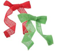 PRETYZOOM Ruban de Jute Rustique 2 Rouleaux 6 Cm X 2 M Rouge et Vert pour Emballage Présent Noël, Décoration Fête et Travaux Manuels, Ruban D'automne Naturel pour Scrapbooking et Couronnes