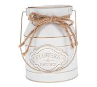 PRETYZOOM Seau à Fleurs Vintage Anse 2l en Fer Peint Blanc Pot De Fleurs Rétro Jardinier Intérieur Décoration Balcon Ou Boutique