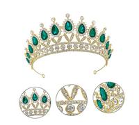 PRETYZOOM Serrage-Tête Mariée en Alliage Strass Cristal Transparent Couronne Délicate Verte Dorée pour Mariage Cérémonie et Fête Bijou de Cheveux Élégant et Charmant